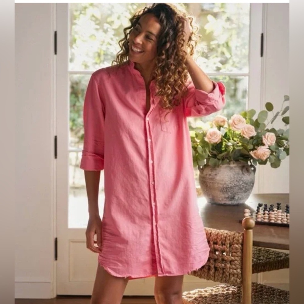 NWOT SZ XS. Frank & Eileen Bright Salmon Mary cotton Shirtdress